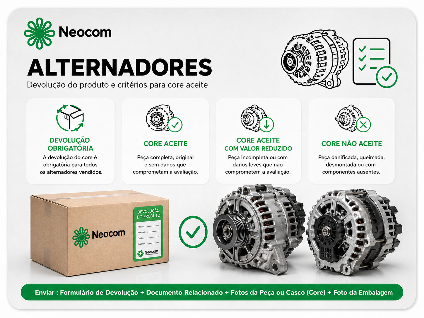 Critérios de devolução de core - Alternadores