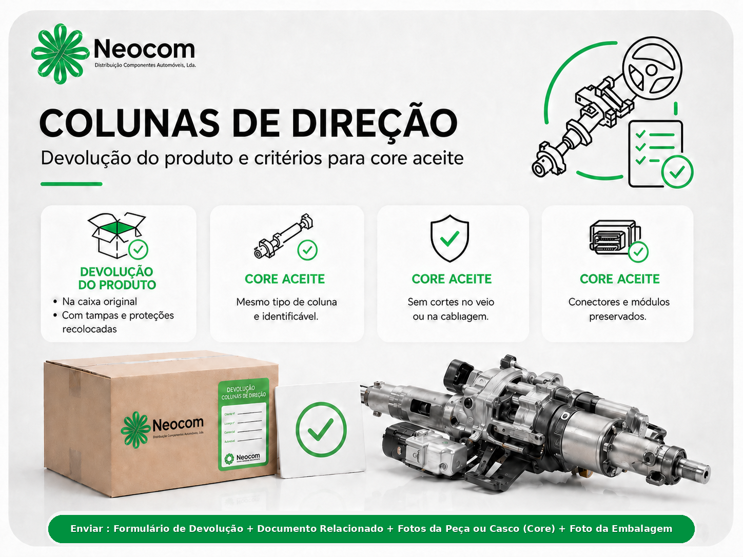 Critérios de devolução de core - Colunas de direção